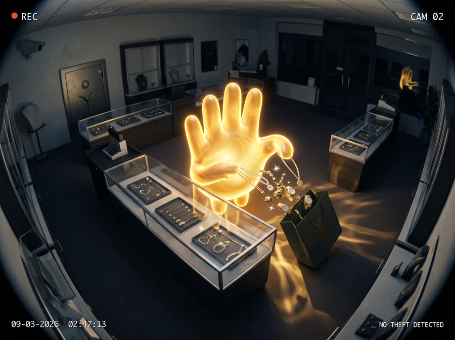 CCTV: the hand at the jewellery counter